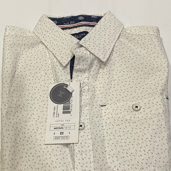Level Ten Authentic Boys Woven Peached Poplin Short Sleeves Shirt Size M (10-12) - Picture 3 of 16